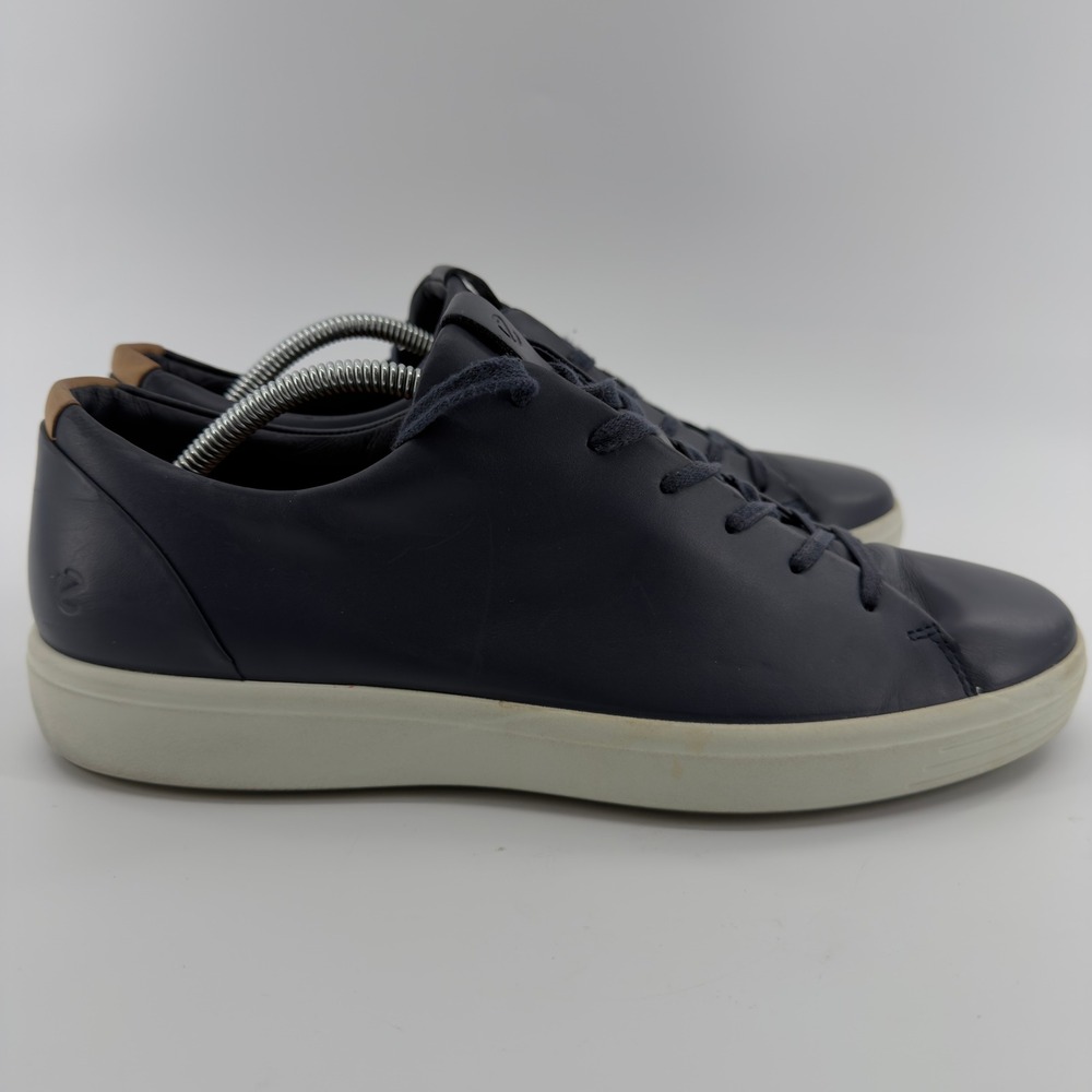 ECCO Soft 7 Mens Navy Blue Leather Low Top Sneakers Size 45 11.5 US